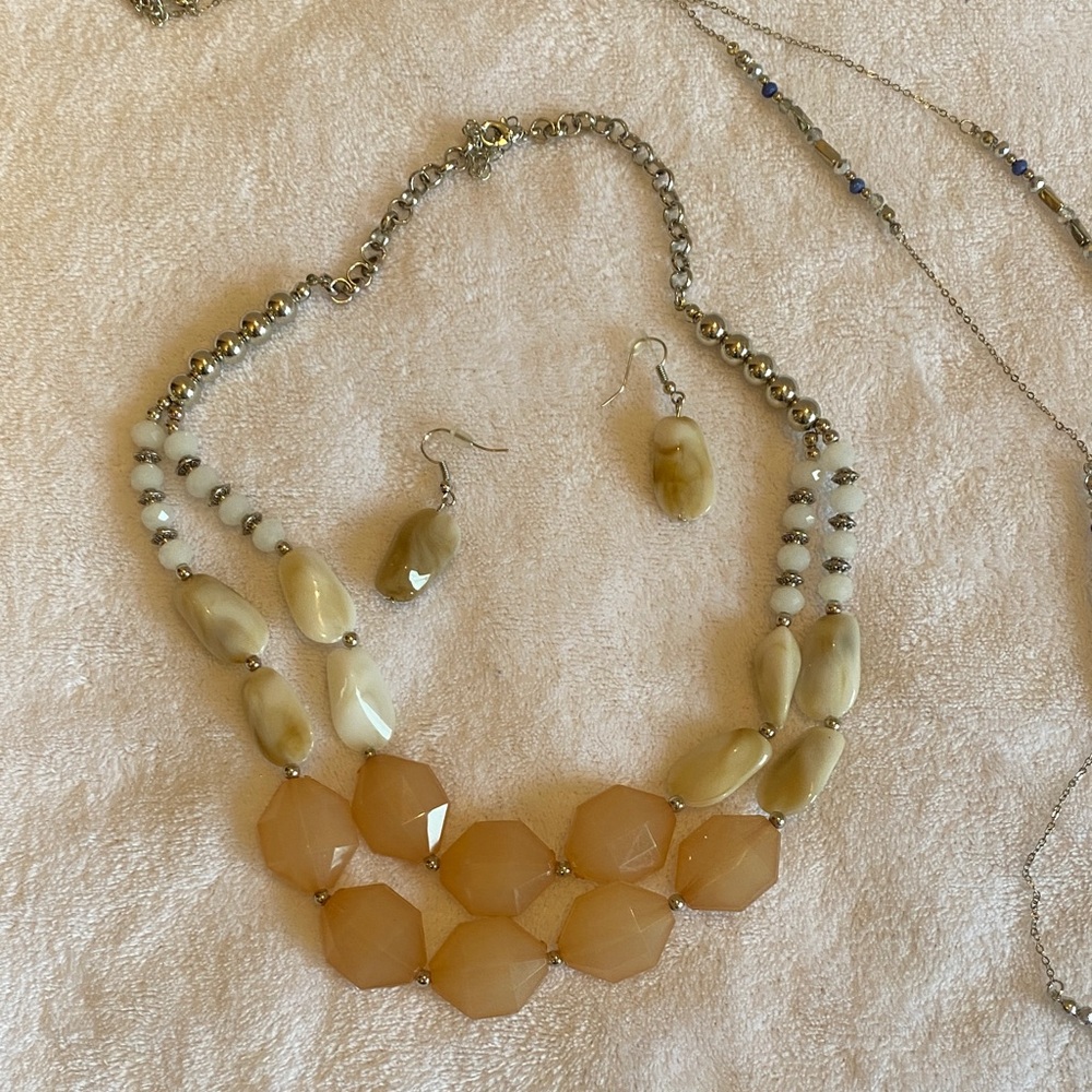 3 Sets-  Statement Necklace & Drop Earrings Set